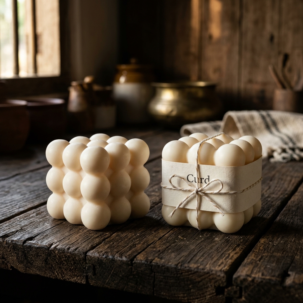 Cold-Processed Farmstead Curd Soaps in Sculptural 3D Bubble Cube Form